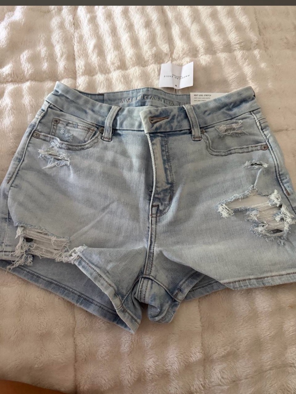 American Eagle Outfitters Light Blue Distressed Denim Shorts